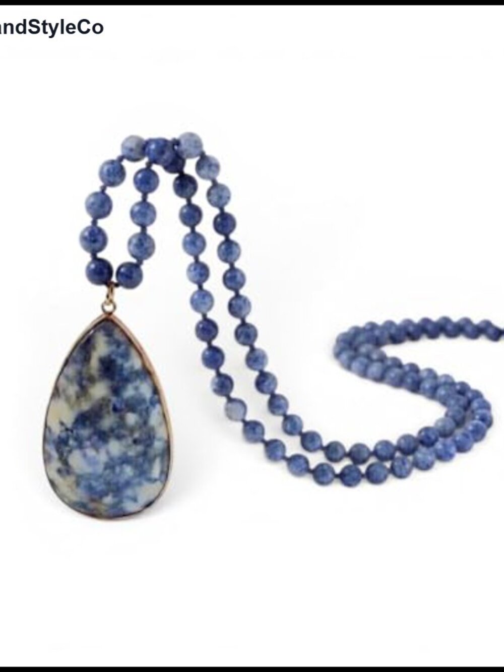 Hand Knotted Natural Stone Bead Pendant Necklace Boho Women's Jewelry